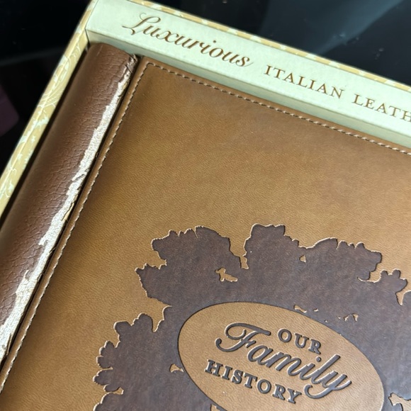 Our Family History, Brown Italian Leather Family Keepsake Journal, original box - Picture 4 of 16